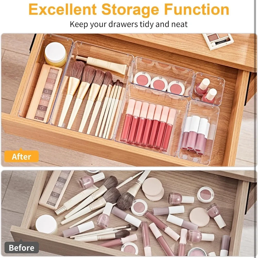 Clear Plastic Storage Bin Set - Multi-Size Organizer